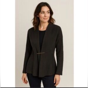 Les Copains Italian Wool Ribbed Gold Clasp Cardigan